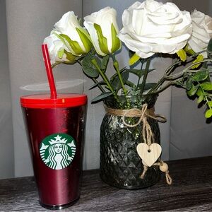 Starbucks Holiday 2020 Red Sparkle/Matte Split Tumbler 16oz